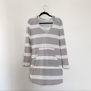 Grey and white striped swim cover up